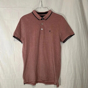 men’s Jack & Jones red Cotton Pique Polo Shirt with Short Sleeves size large
